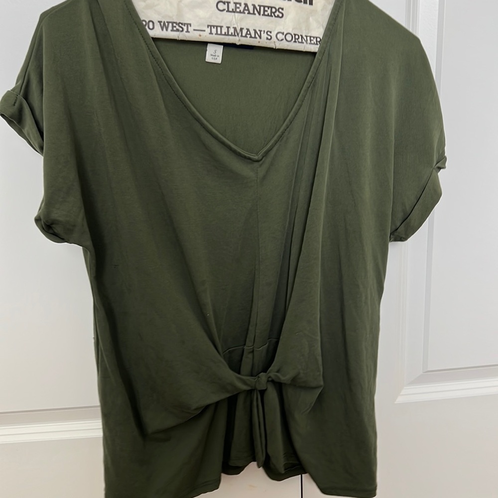 Olive green v neck top